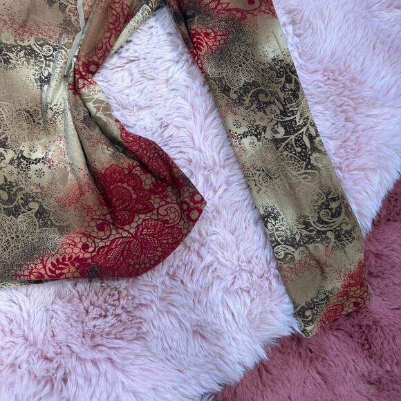 Absolutely gorgeous red and brown floral long sleeve top - Picture 6 of 8